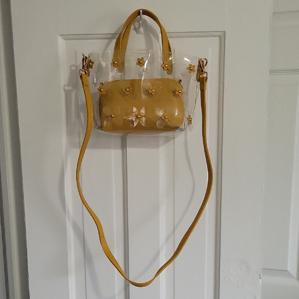 Transparent Floral Yellow Handbag